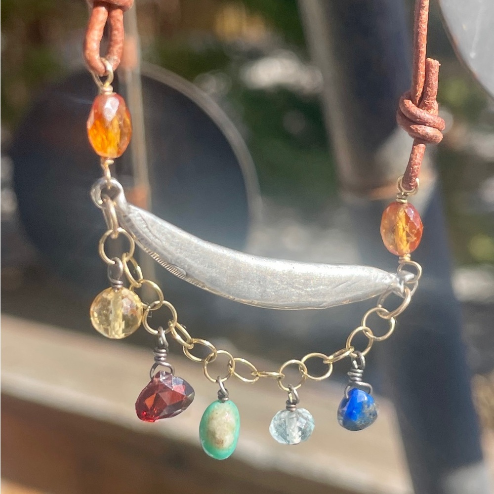 Jes Maharry ‘On the Curve’ Silver & Multi-colored Gemstones Necklace. Unique 🦄!